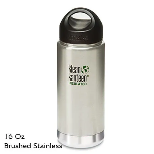 Klean Kanteen Insulated Stainless-Steel Wide-Mouth Bottle with Loop-Top Cap - 16 fl. oz.