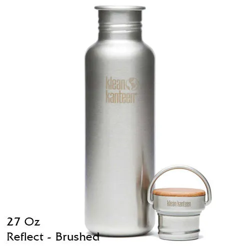 Klean Kanteen Polished Stainless-Steel Reflect Water Bottle with Bamboo Cap - 27 fl. oz.