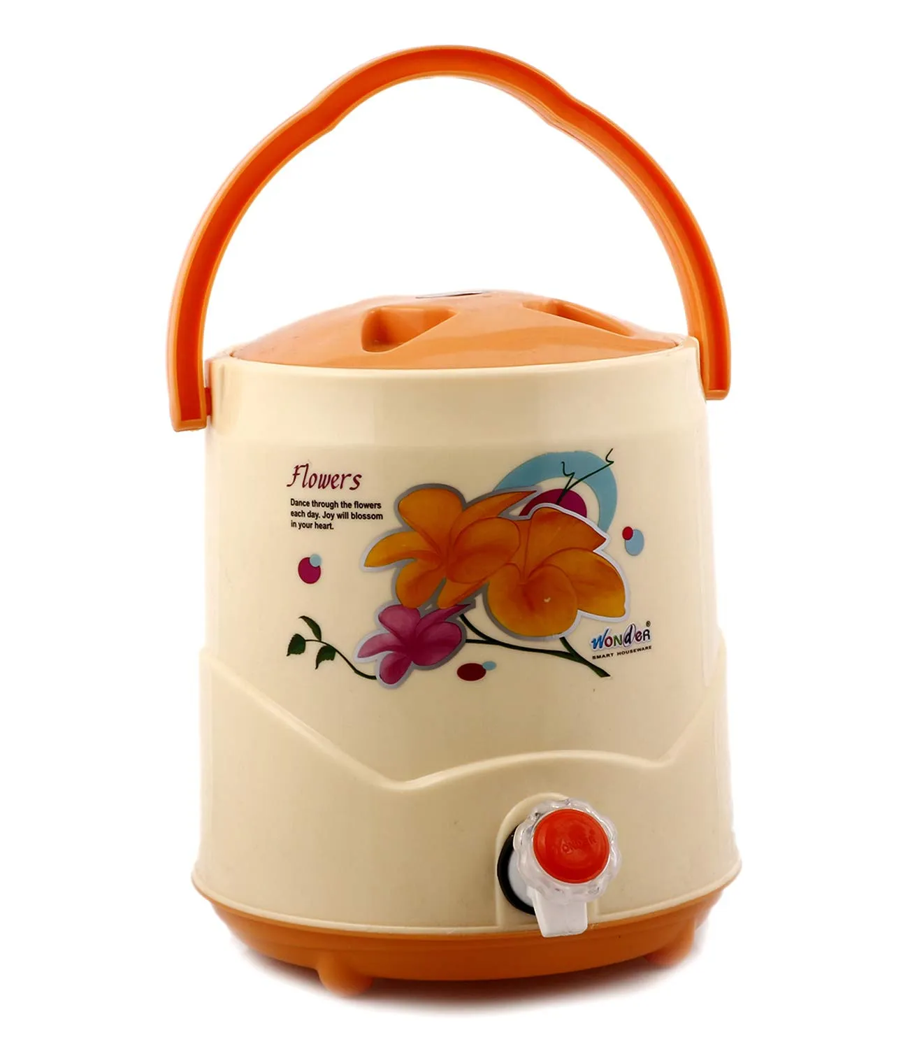 Kuber Industries 2 Pieces Plastic Insulated Water Camper, Jug/Cooler with Lid, 7 litres (Cream) - Ctktc34583