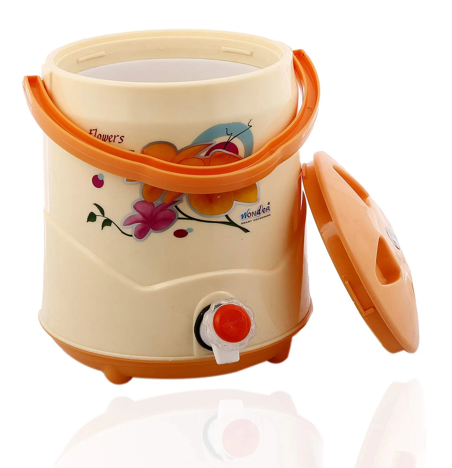 Kuber Industries 2 Pieces Plastic Insulated Water Camper, Jug/Cooler with Lid, 7 litres (Cream) - Ctktc34583