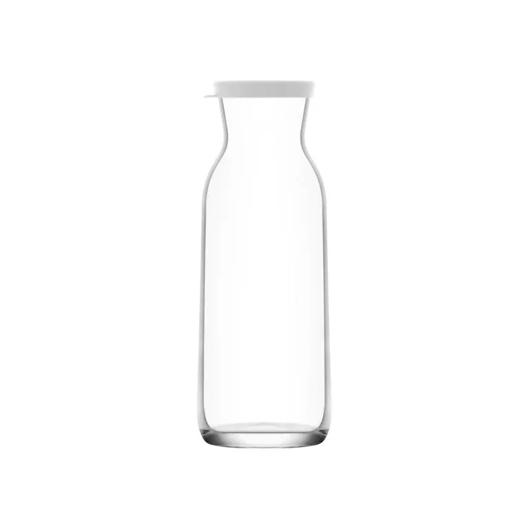 LAV Glass Carafe 1.2L Water Jug Bottle with White Rubber Lid SGN1849