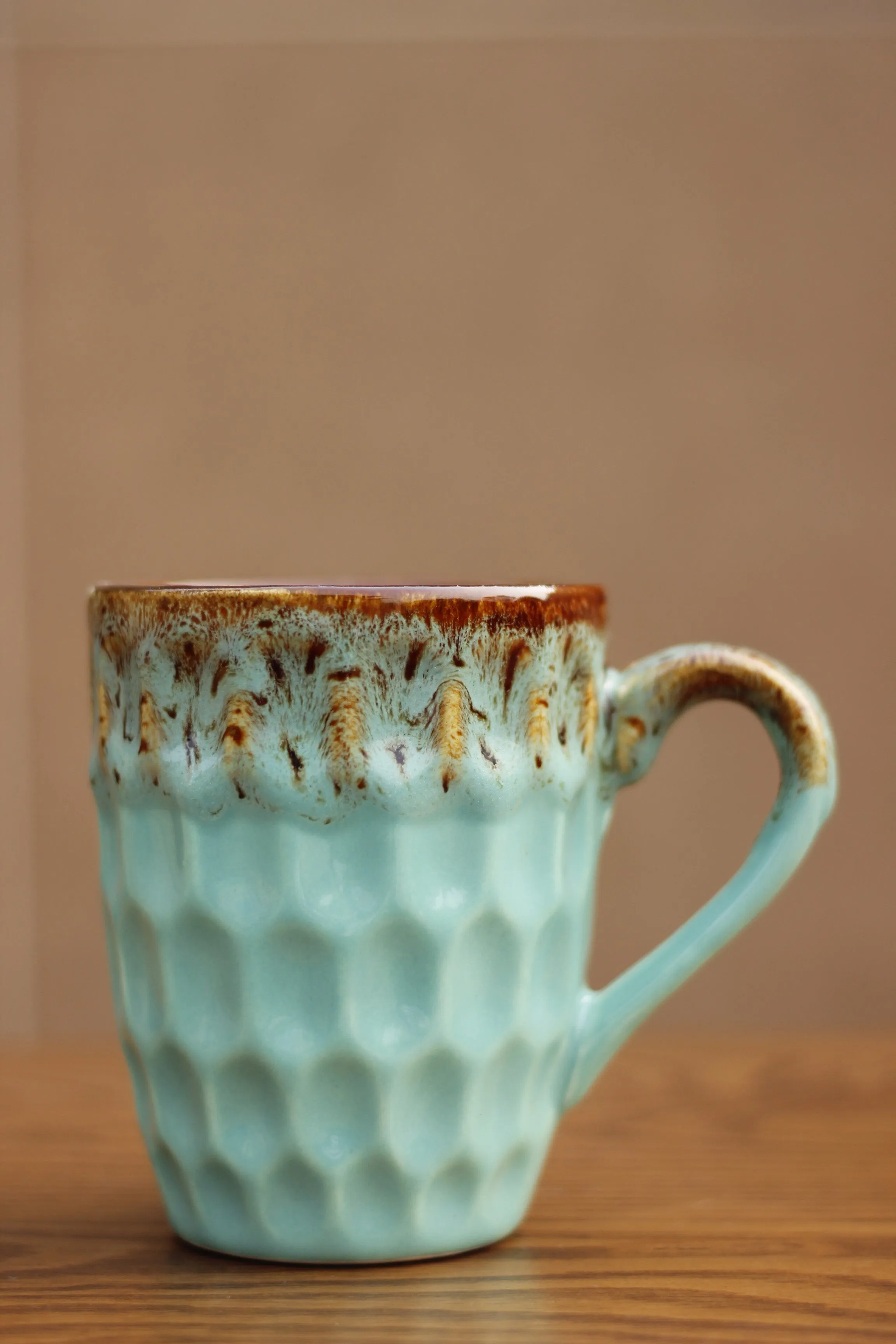 LUXURY TURQUOISE BLUE TEXTURE TEA CUP - SET OF 2