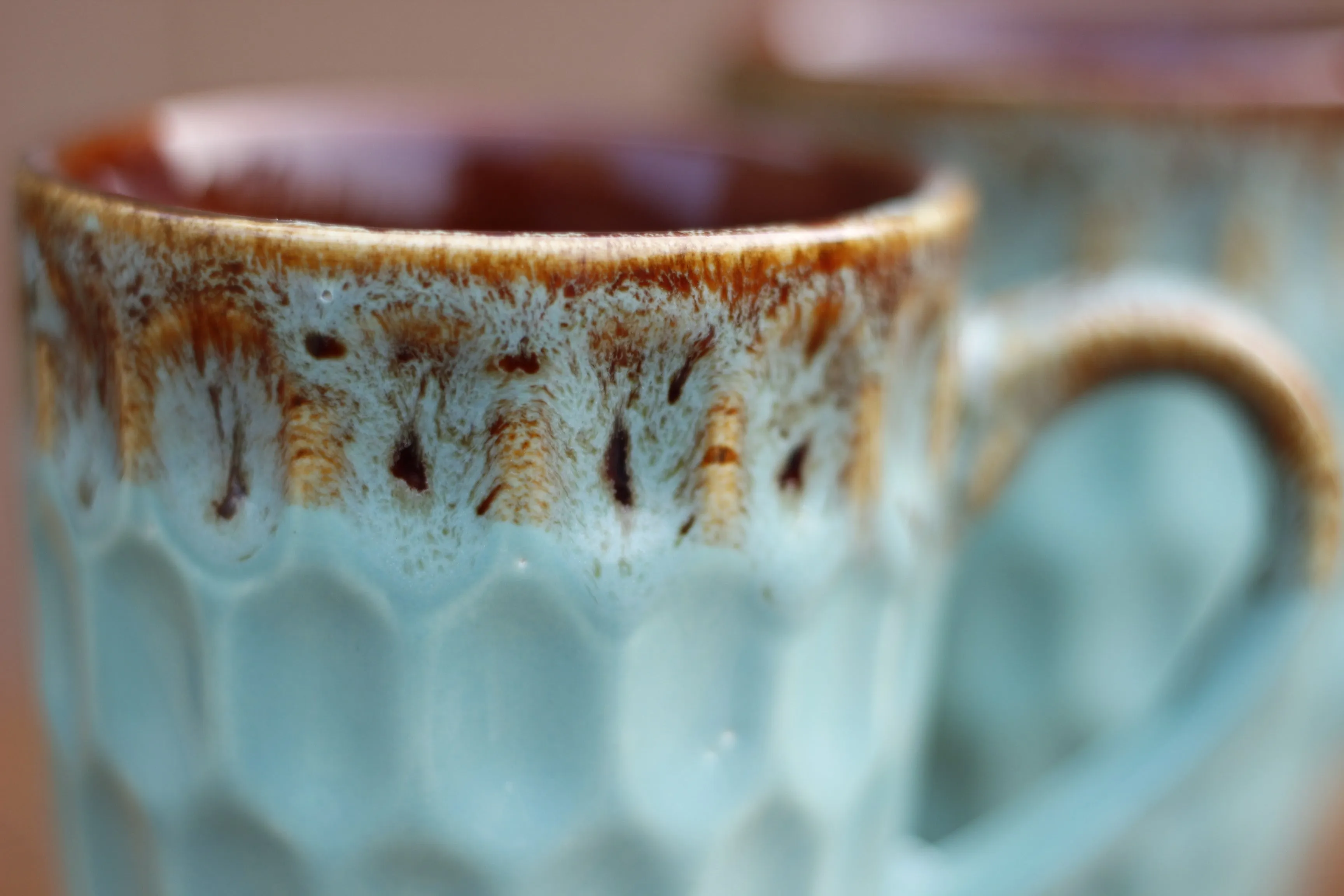 LUXURY TURQUOISE BLUE TEXTURE TEA CUP - SET OF 2