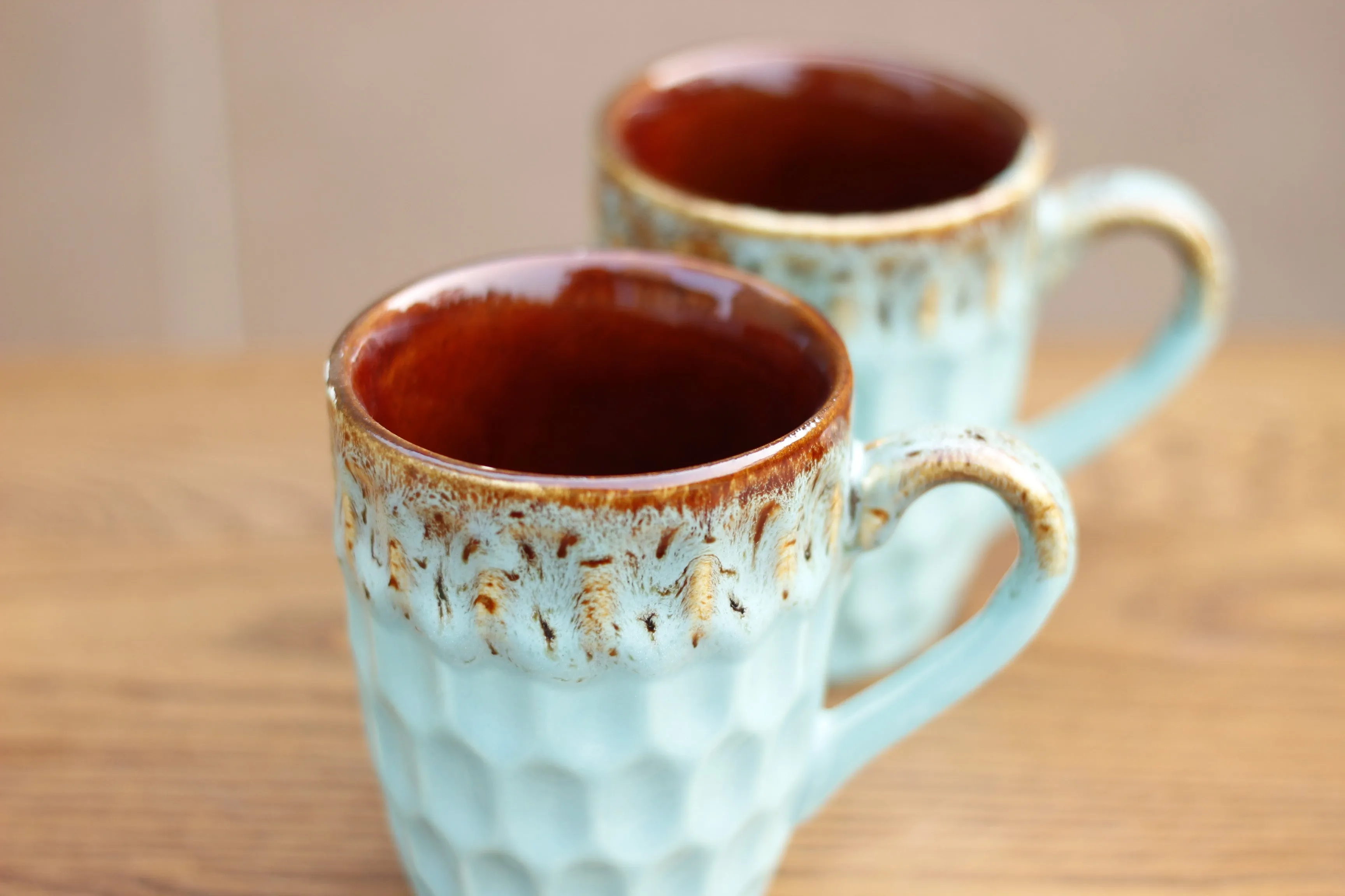 LUXURY TURQUOISE BLUE TEXTURE TEA CUP - SET OF 2