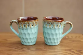 LUXURY TURQUOISE BLUE TEXTURE TEA CUP - SET OF 2