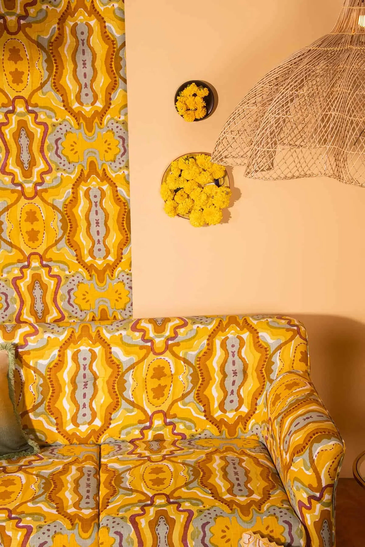 Mansara Printed Upholstery Fabric (Turmeric Yellow)