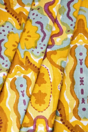 Mansara Turmeric Yellow Printed Fabric Swatch