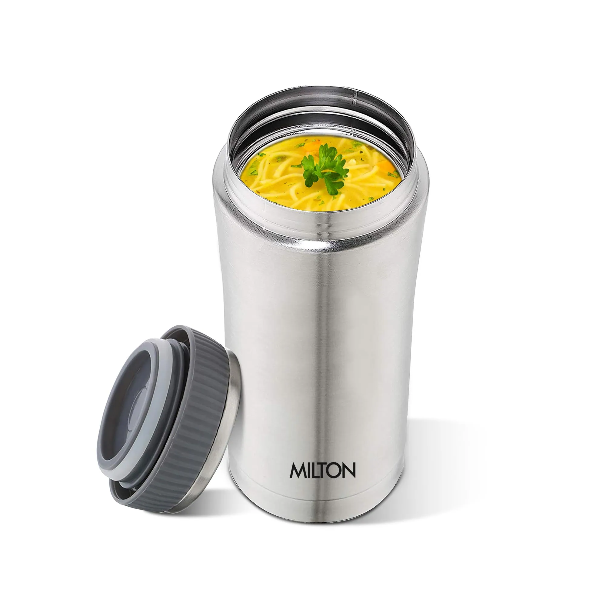 Milton Optima 350 Thermosteel Hot and Cold Flask, 350 ml, Silver | Vacuum Insulated | Rust Proof | Leak Proof | Tea | Coffee | Juice