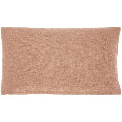 New - 14"x24" Oversized Life Styles Solid Woven Cotton Lumbar Throw Pillow Blush - Mina Victory