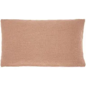 New - 14"x24" Oversized Life Styles Solid Woven Cotton Lumbar Throw Pillow Blush - Mina Victory