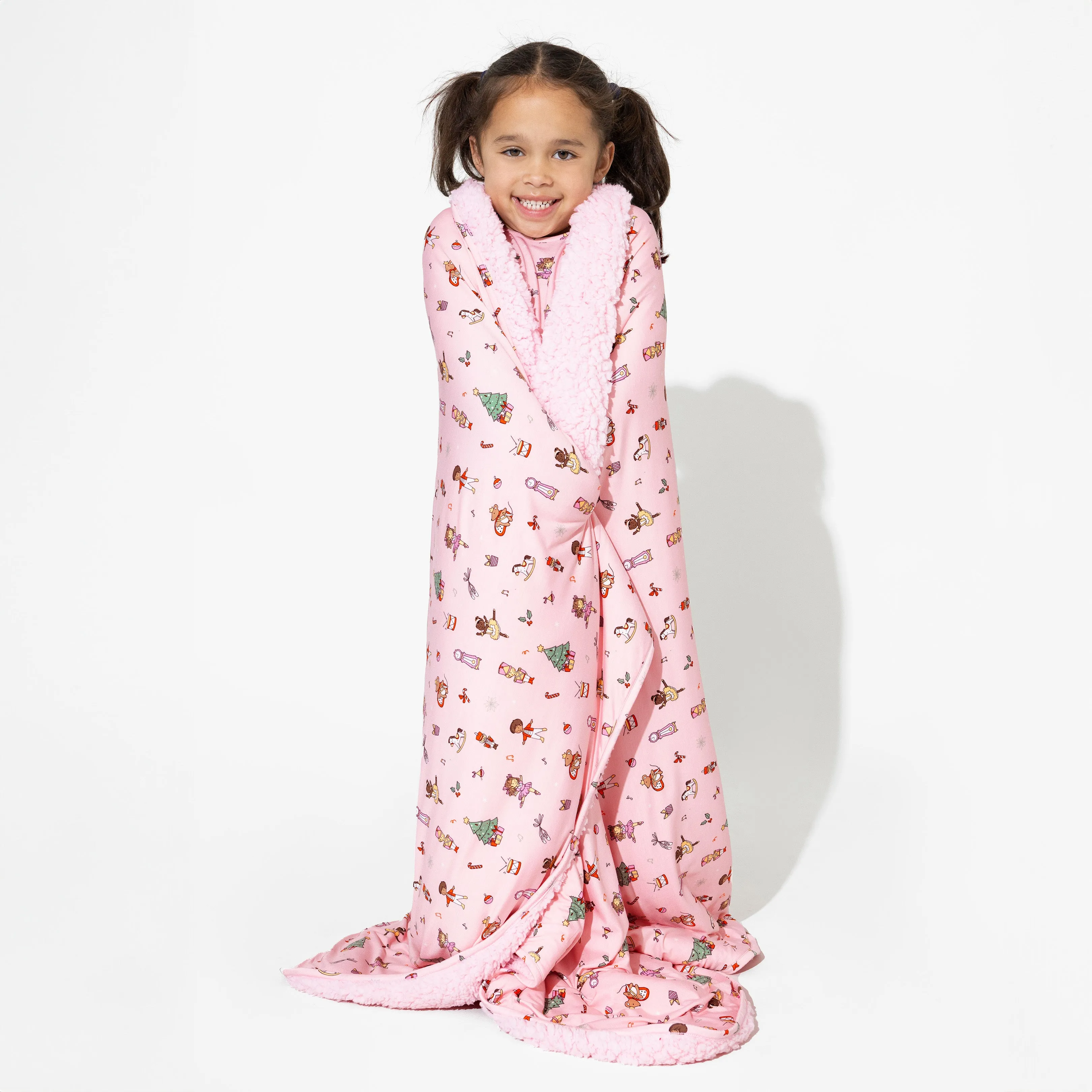 Nutcracker Pink Bamboo Sherpa Blanket