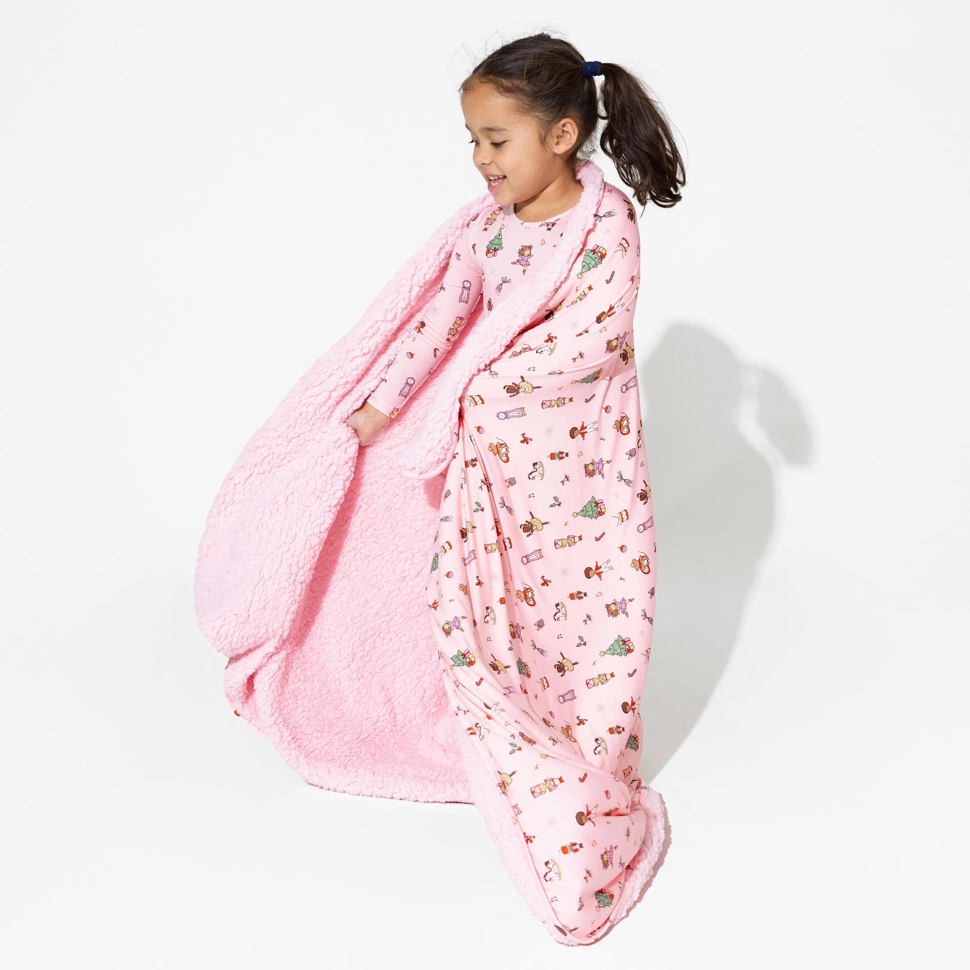 Nutcracker Pink Bamboo Sherpa Blanket