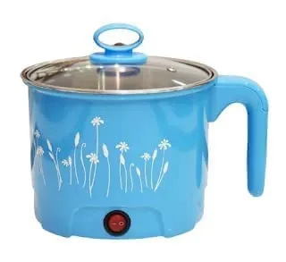 NYTK RETAIL Electric 1.8 Litre Mini Cooker Kettle with Glass Lid Base Concealed Base Cooking Pot Noodle Maker Egg Boiler hot Pot Vegetable and Rice & Pasta PorridgeTravel Cookers and Steamer, Blue