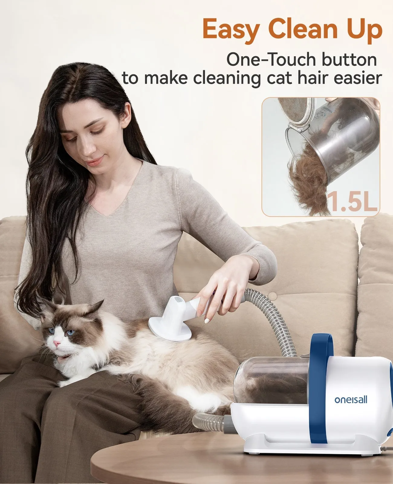 Oneisall LM5C 6-in-1 Cat Grooming Vacuum Kit