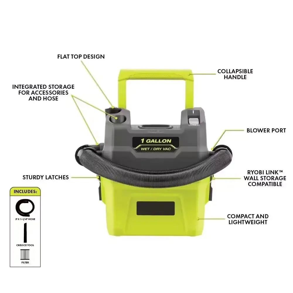 Open Box -  RYOBI 18V ONE  Cordless 1 Gal. Wet/Dry Vacuum (Tool Only)