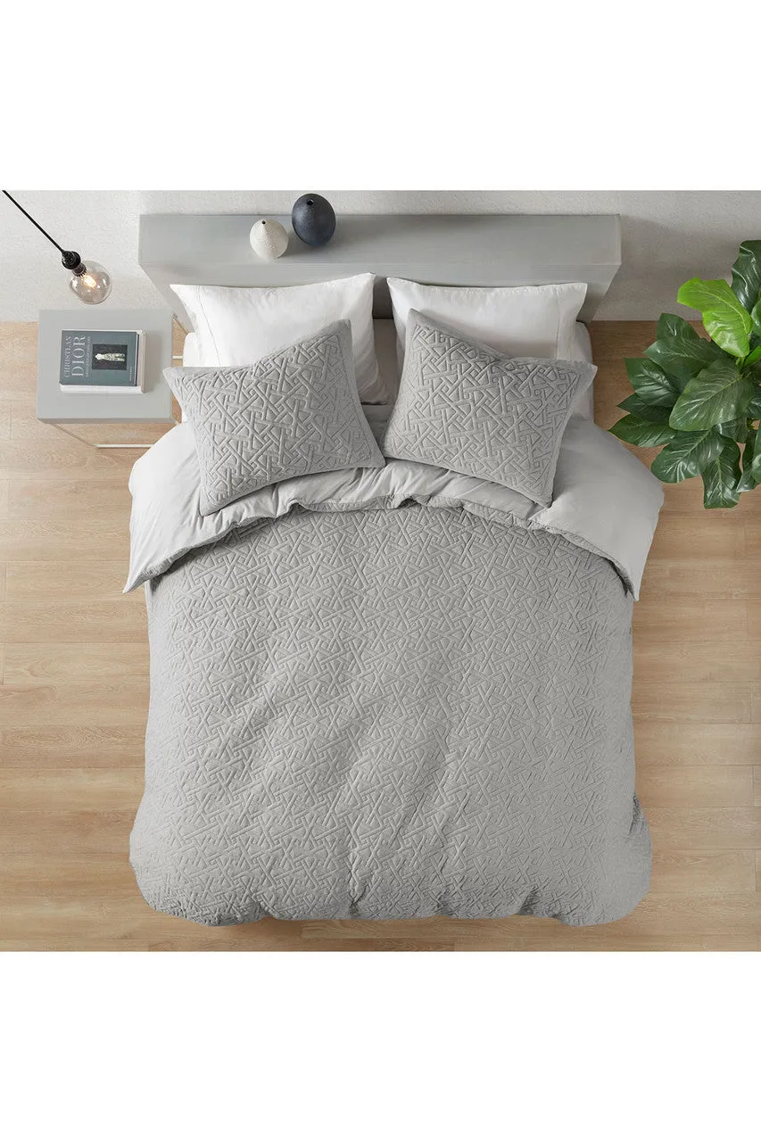 Origami 3 Piece Grey Comforter Mini Set