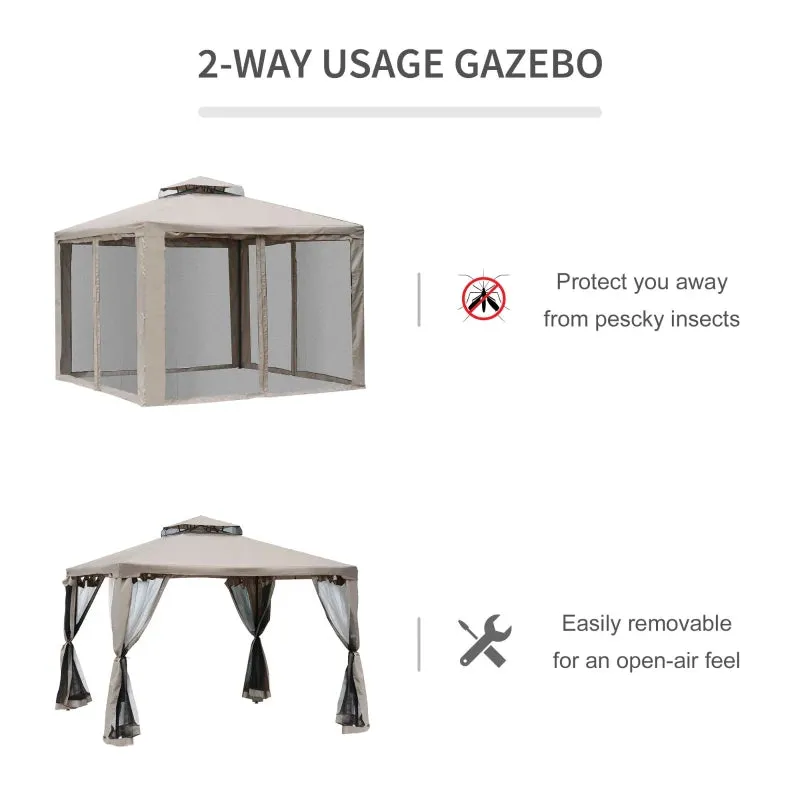 Outsunny Outdoor Gazebo 295L x 295W x 263Hcm-Taupe