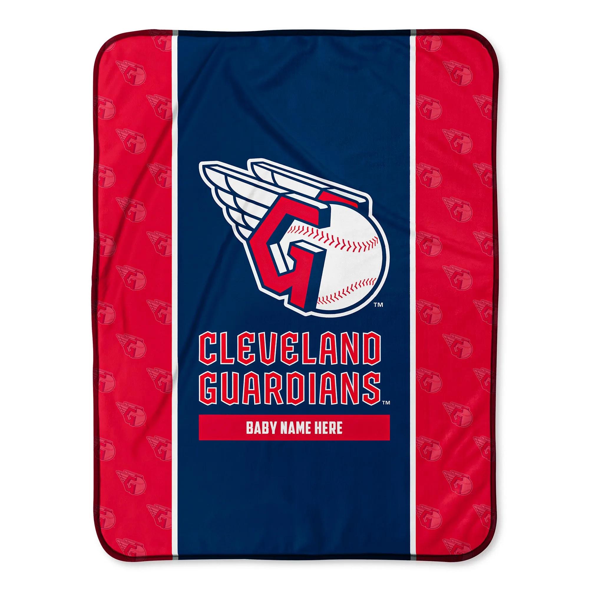 Personalized Cleveland Guardians Icon Baby Pixel Fleece Blanket