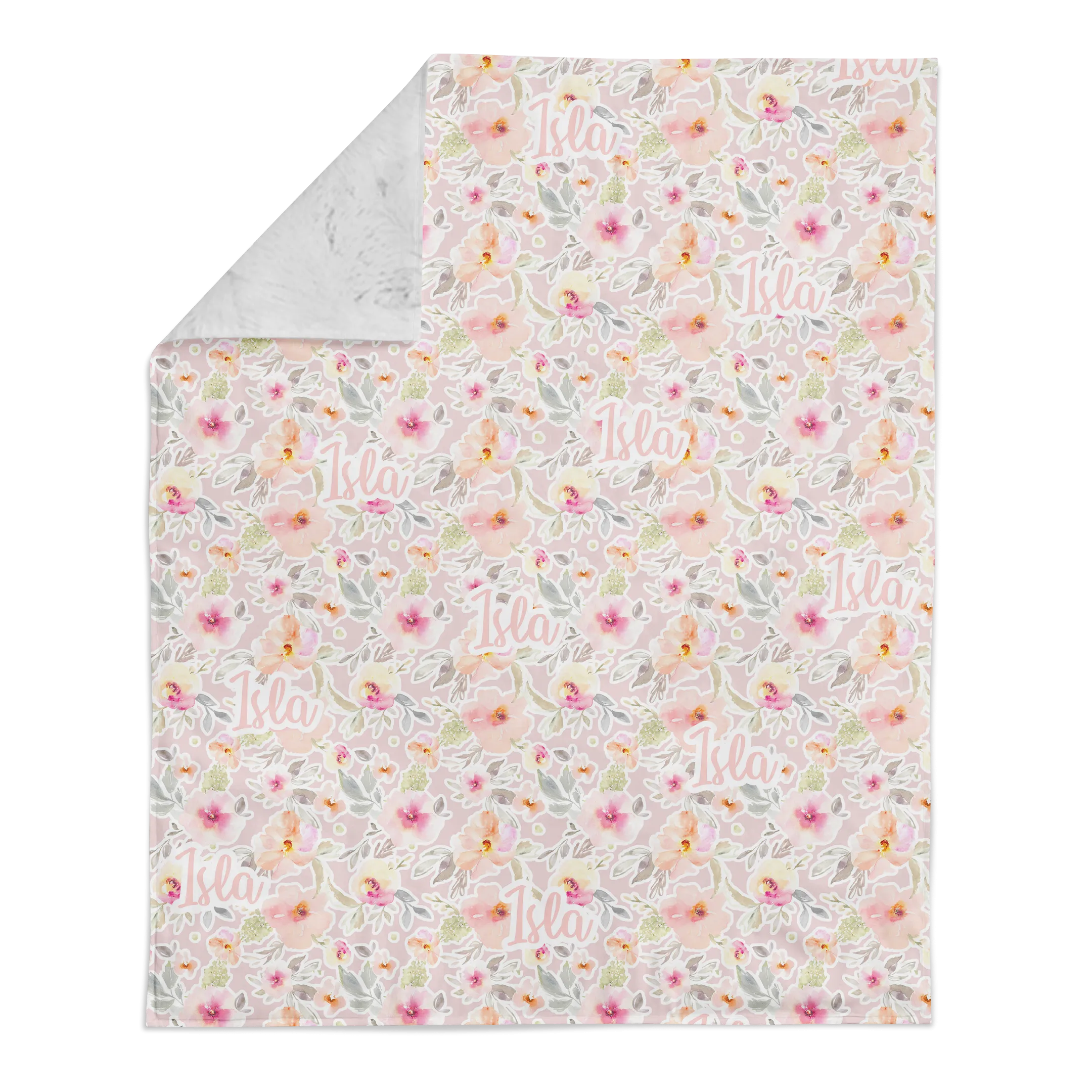 Personalized Name Minky Blanket - ISLA FLORAL