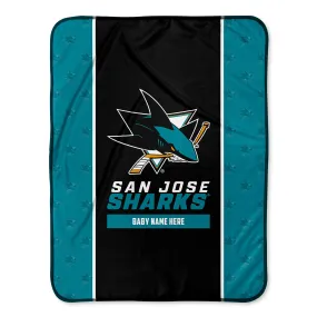 Personalized San Jose Sharks Icon Baby Pixel Fleece Blanket