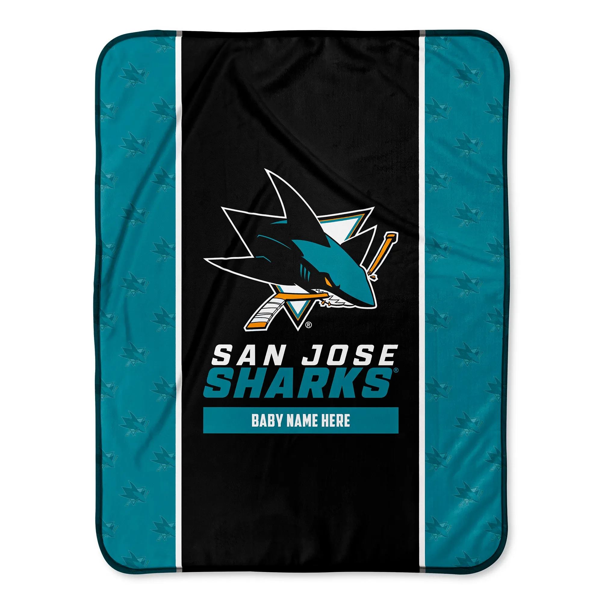 Personalized San Jose Sharks Icon Baby Pixel Fleece Blanket