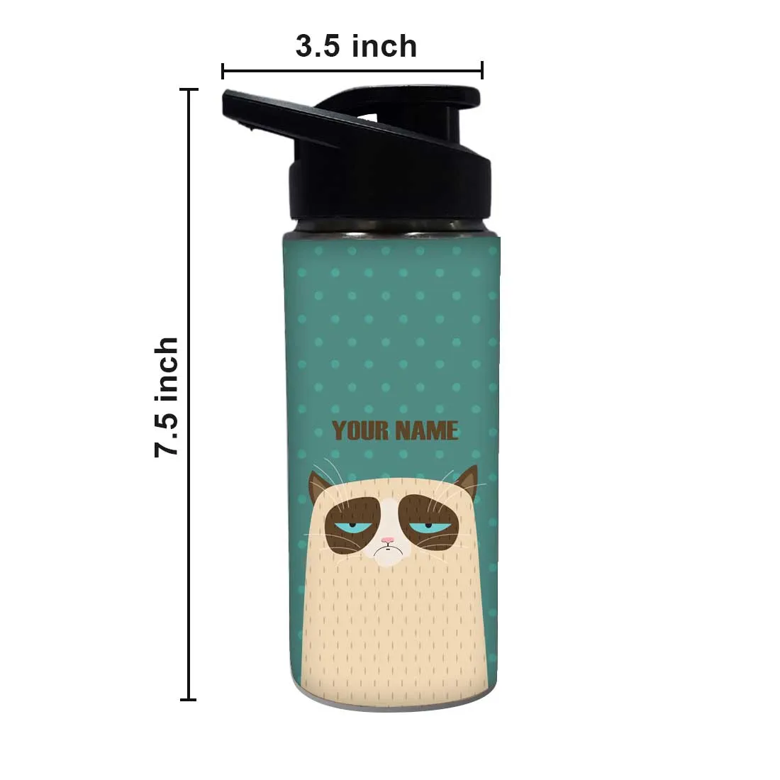 Personalized Water Bottle With Name - Lazy Cat