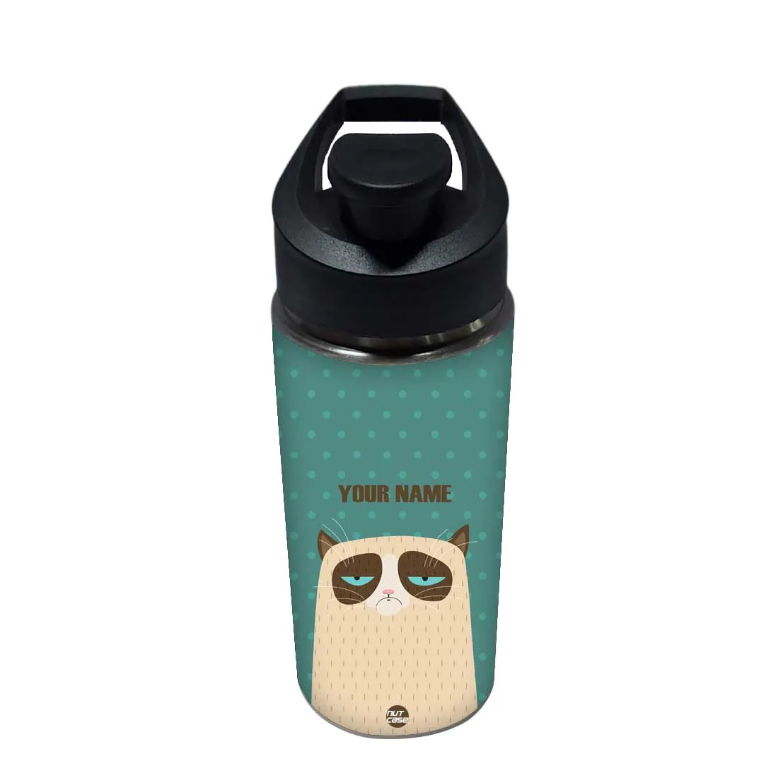 Personalized Water Bottle With Name - Lazy Cat