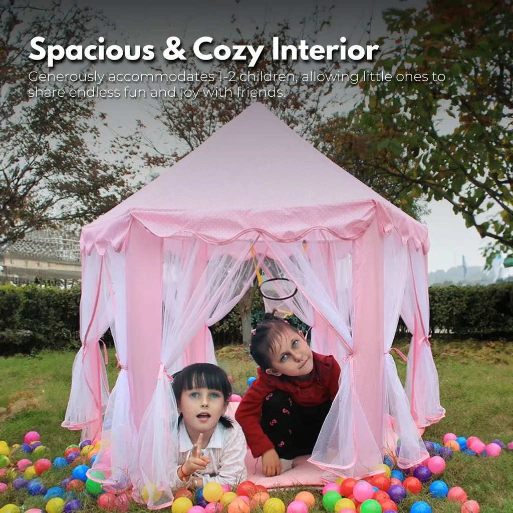 Pink Hexagonal LED Kids Tent, Foldable & Breathable - Gominimo