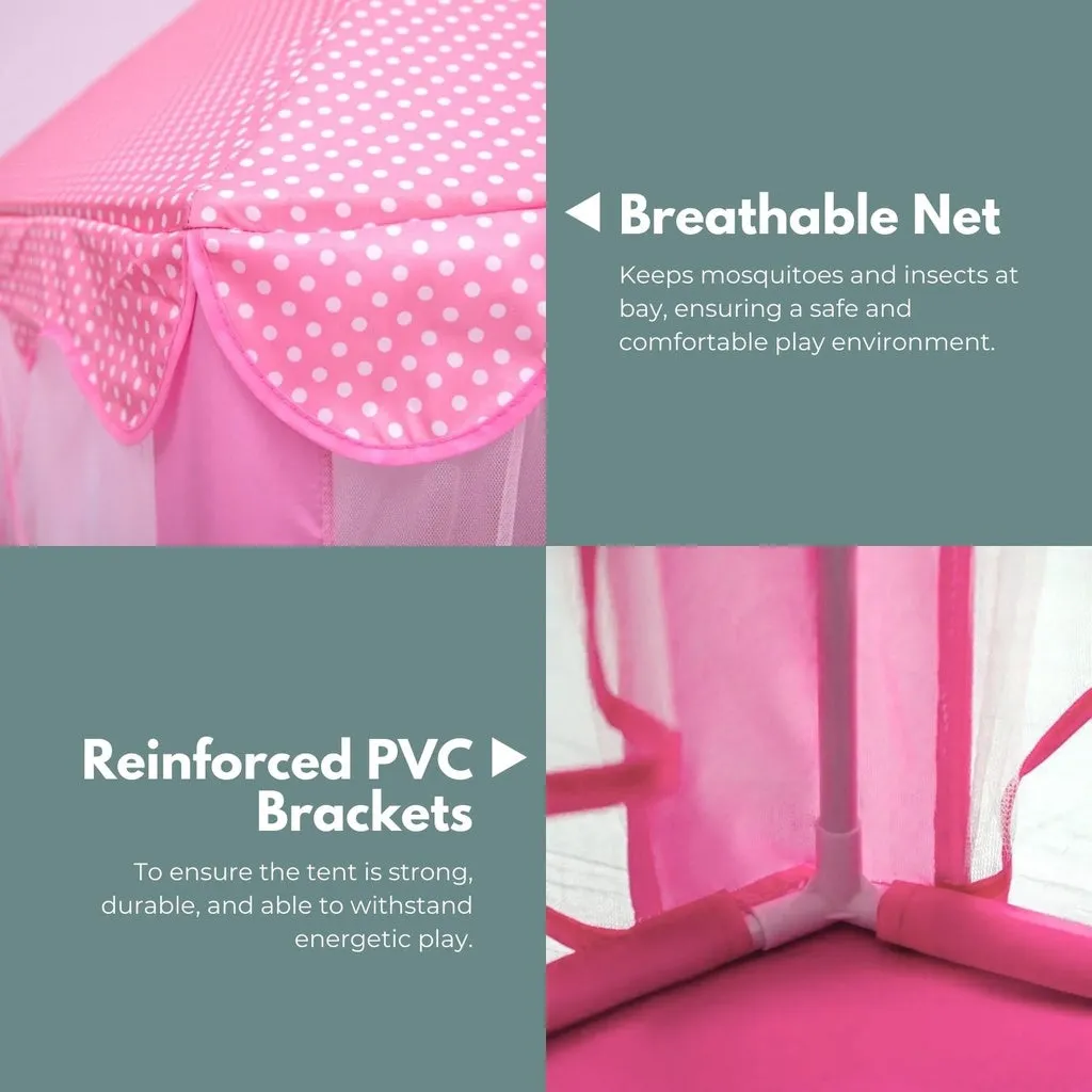 Pink Hexagonal LED Kids Tent, Foldable & Breathable - Gominimo