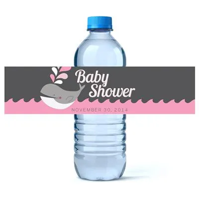 Pink Whale Water Bottle Labels