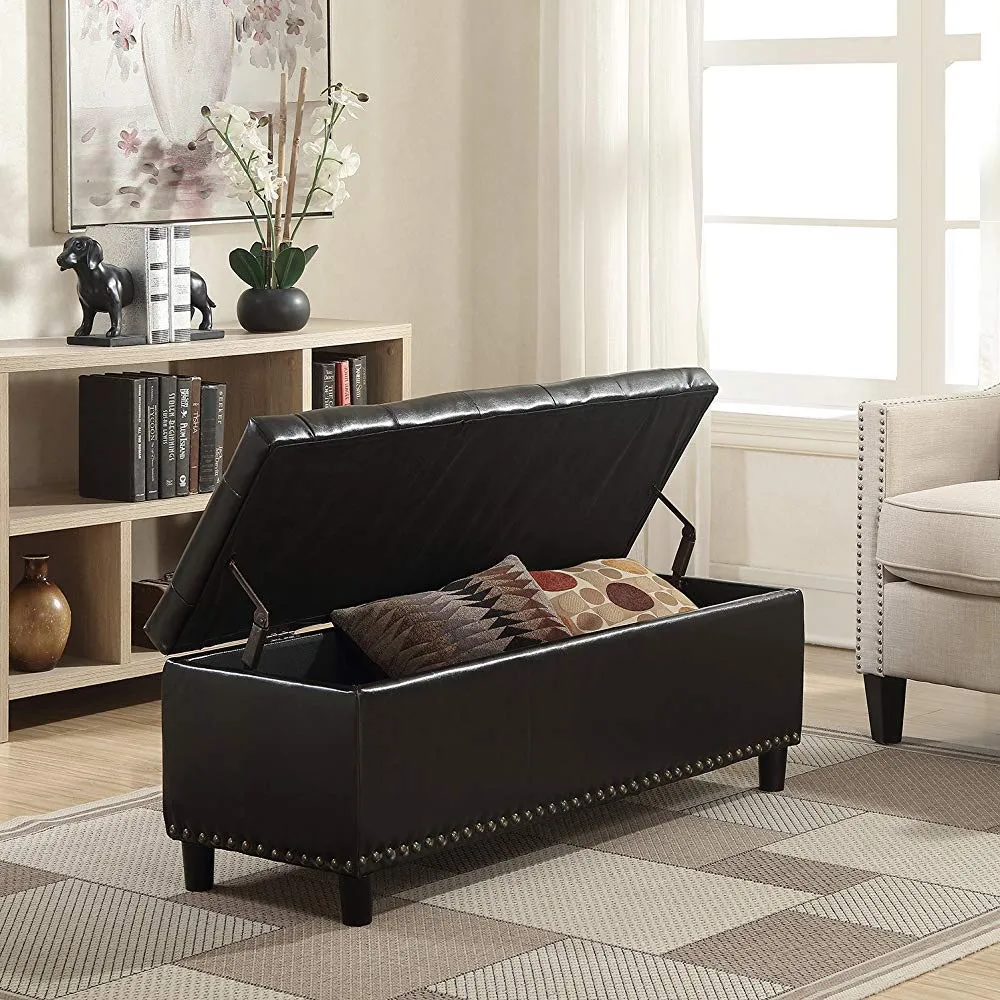 PRIO 1 Seater Luper Tufted Storage Ottoman Pouffes with Storage Bench Shoe Reck Coffee Table (Standard, Black)