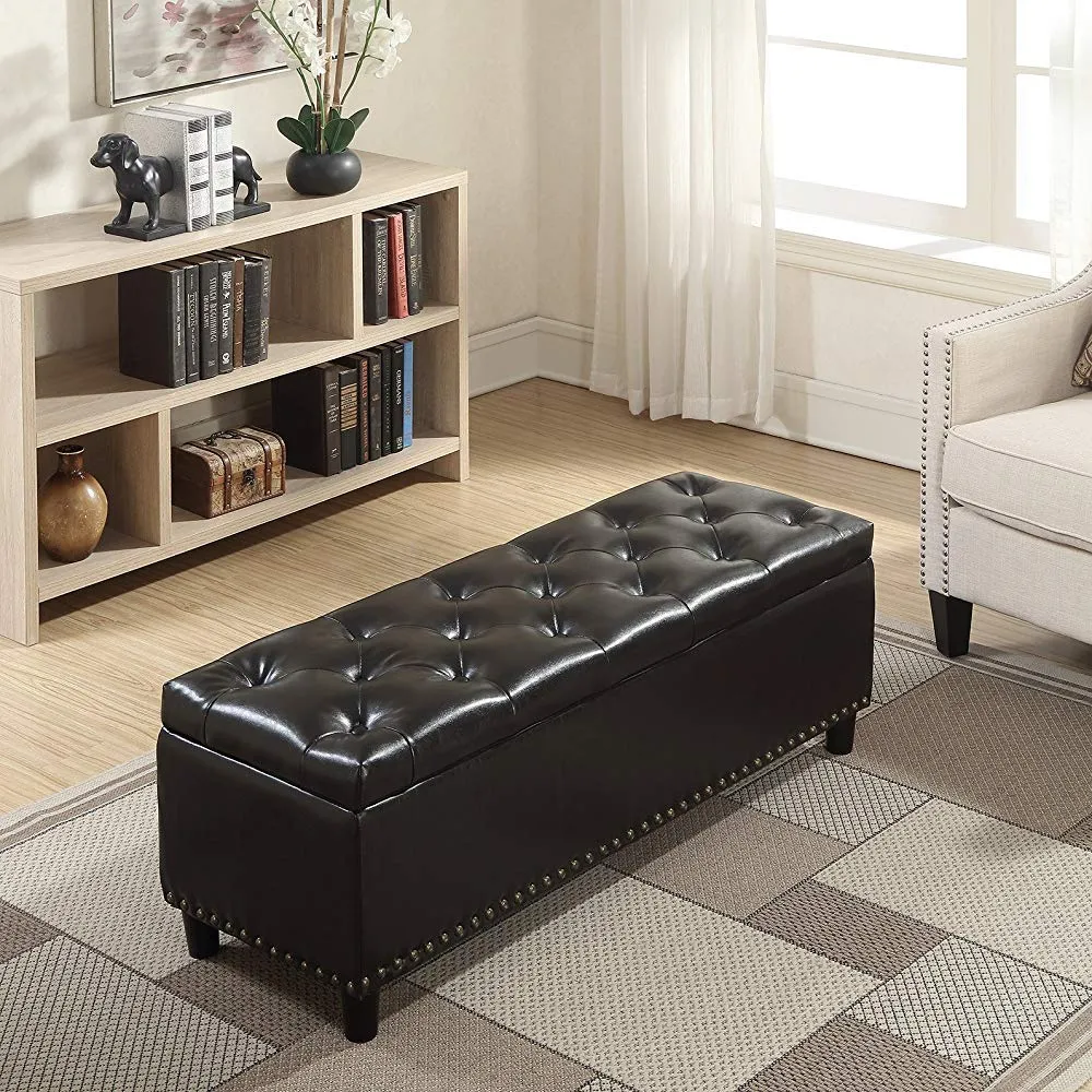 PRIO 1 Seater Luper Tufted Storage Ottoman Pouffes with Storage Bench Shoe Reck Coffee Table (Standard, Black)