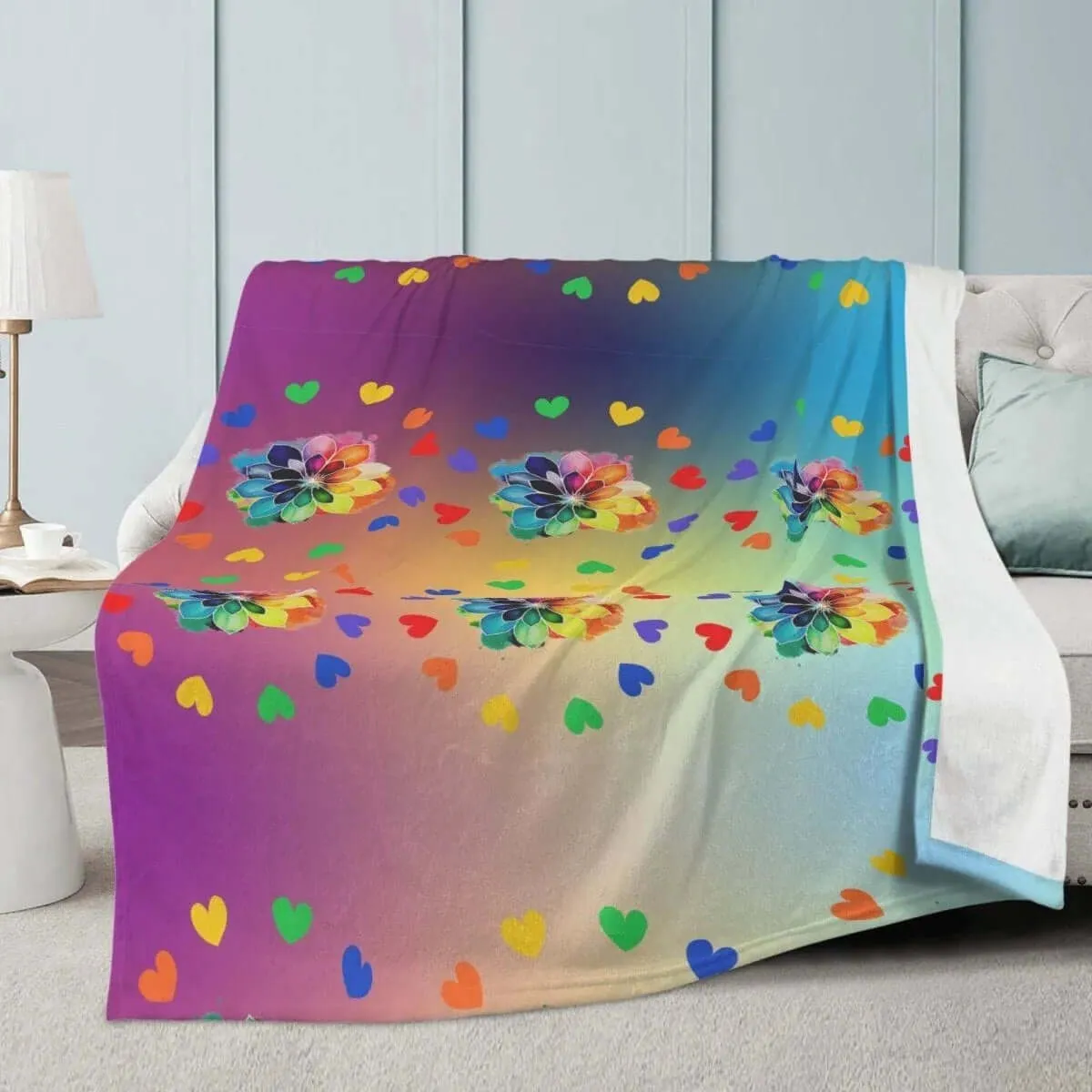 Rainbow Flower Fleece Blanket