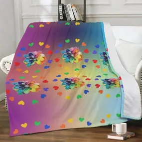 Rainbow Flower Fleece Blanket