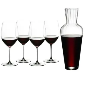 Riedel Veritas Cabernet / Merlot Glasses and Mosel Decanter (4 Glasses   1 Decanter)