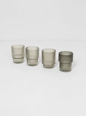 Ripple Glass Set of 4 Grey