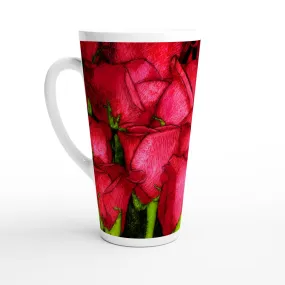 Rose Side Mug White Latte 17oz Ceramic Mug