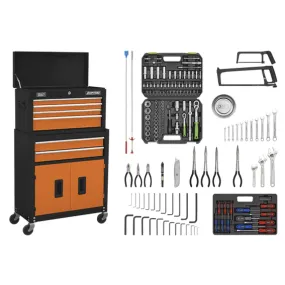 Sealey AP22OCOMBO 6 Drawer Topchest & Rollcab Combination with Ball-Bearing Slides & 170pc Tool Kit