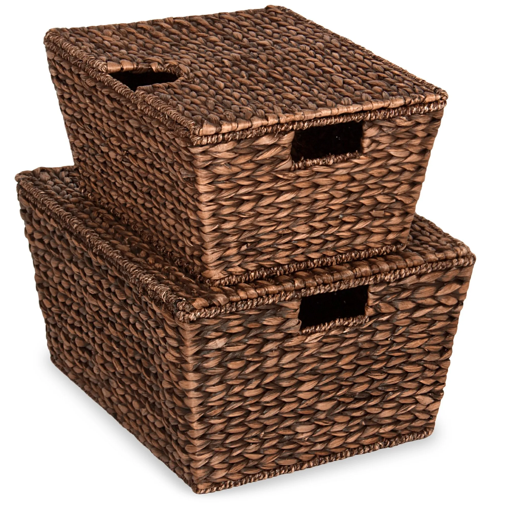 Set of 2 Woven Water Hyacinth Baskets