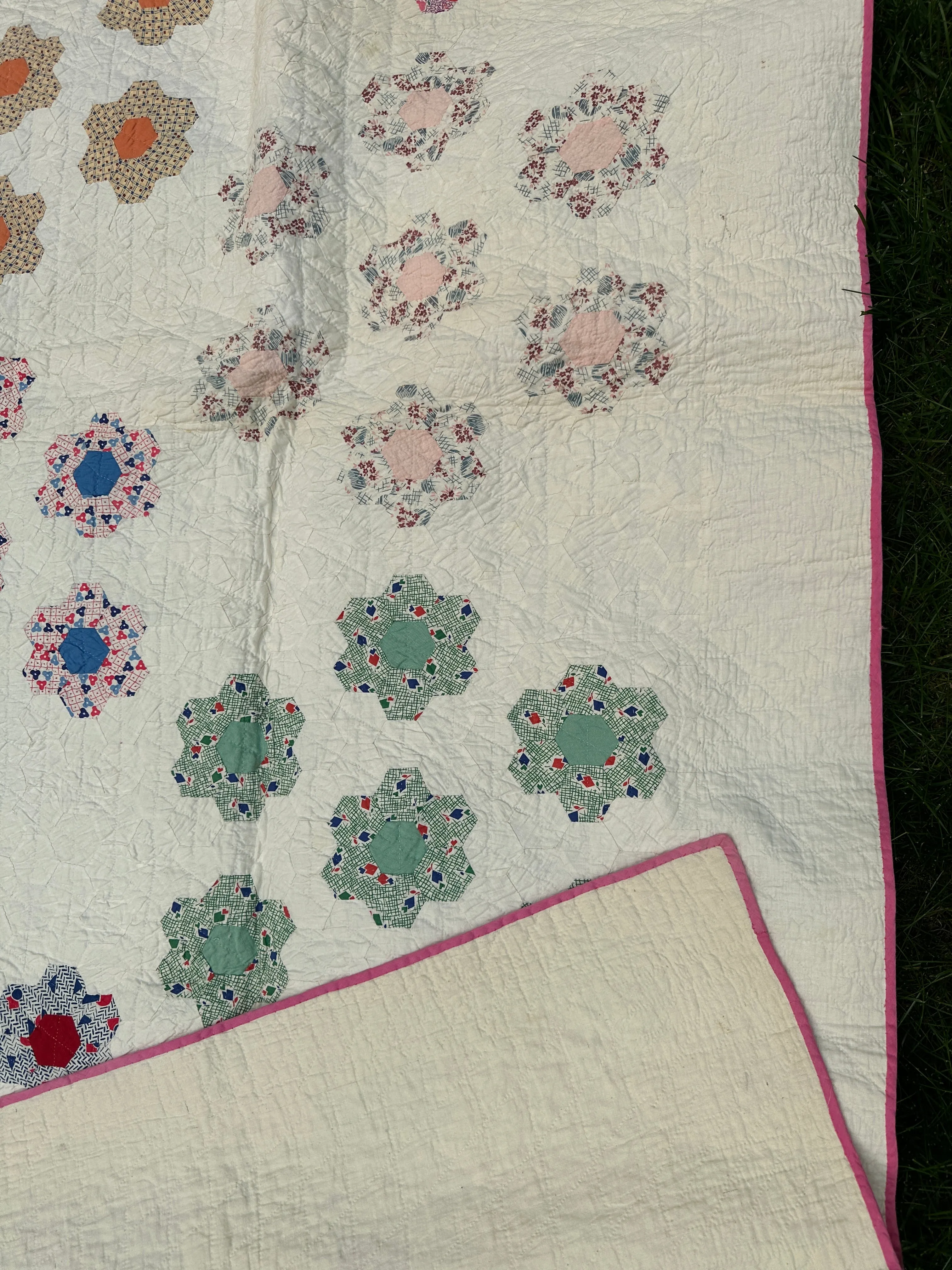 Seven Sisters Antique Hexagon Quilt