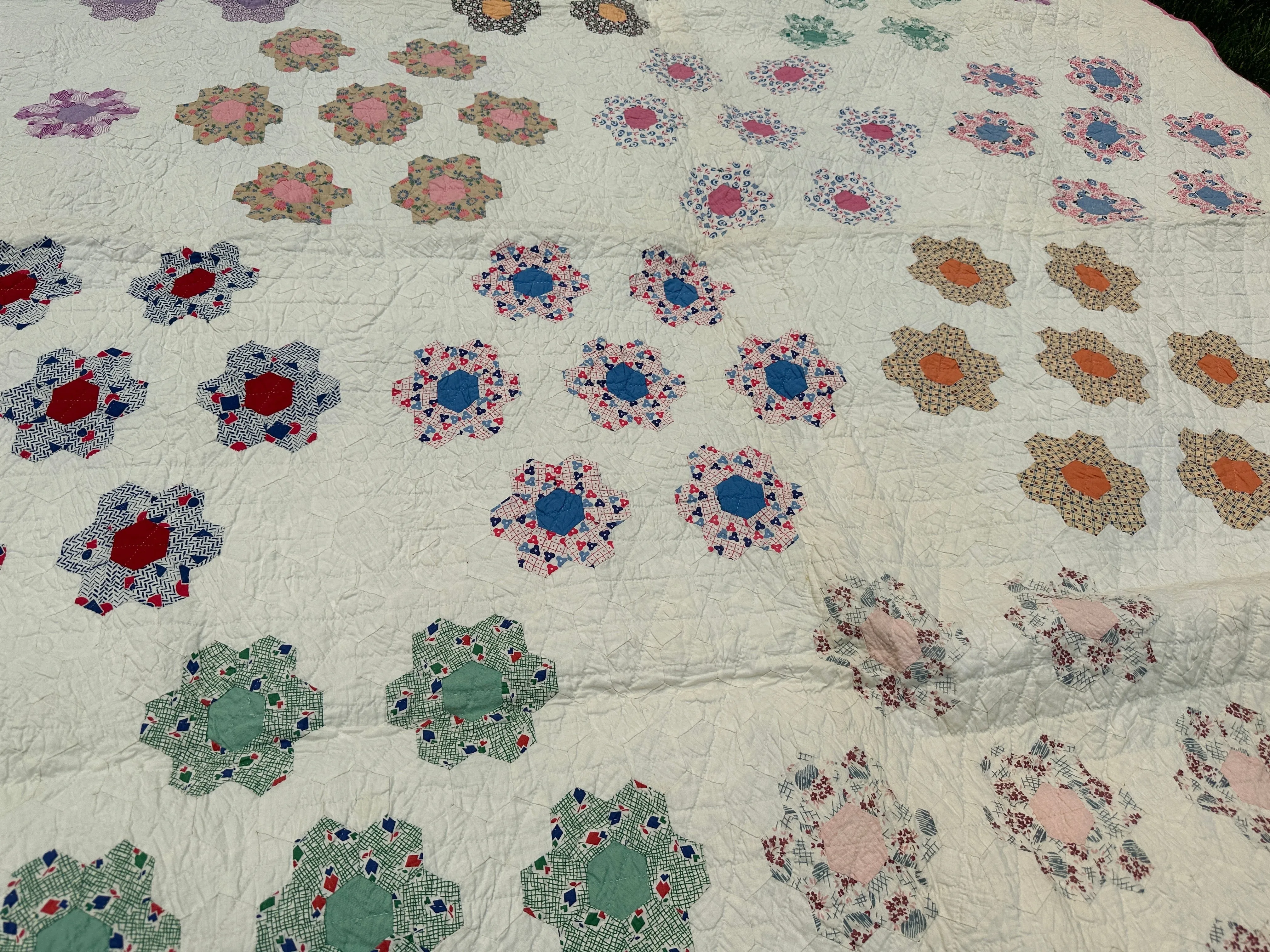 Seven Sisters Antique Hexagon Quilt