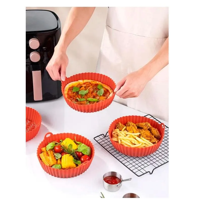 Silicone Air Fryer Basket Red