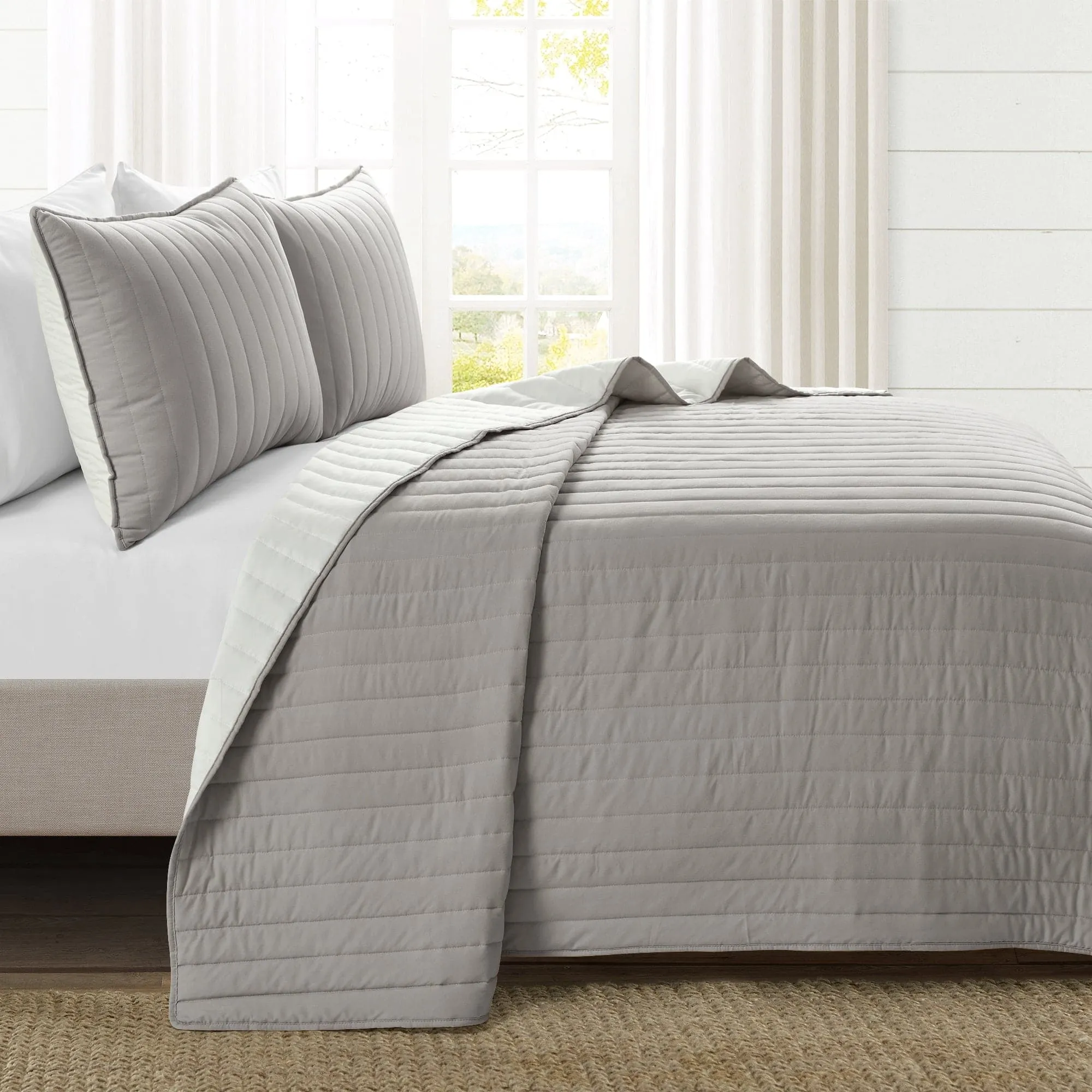 Soft Stripe All Season Quilt/Coverlet Set