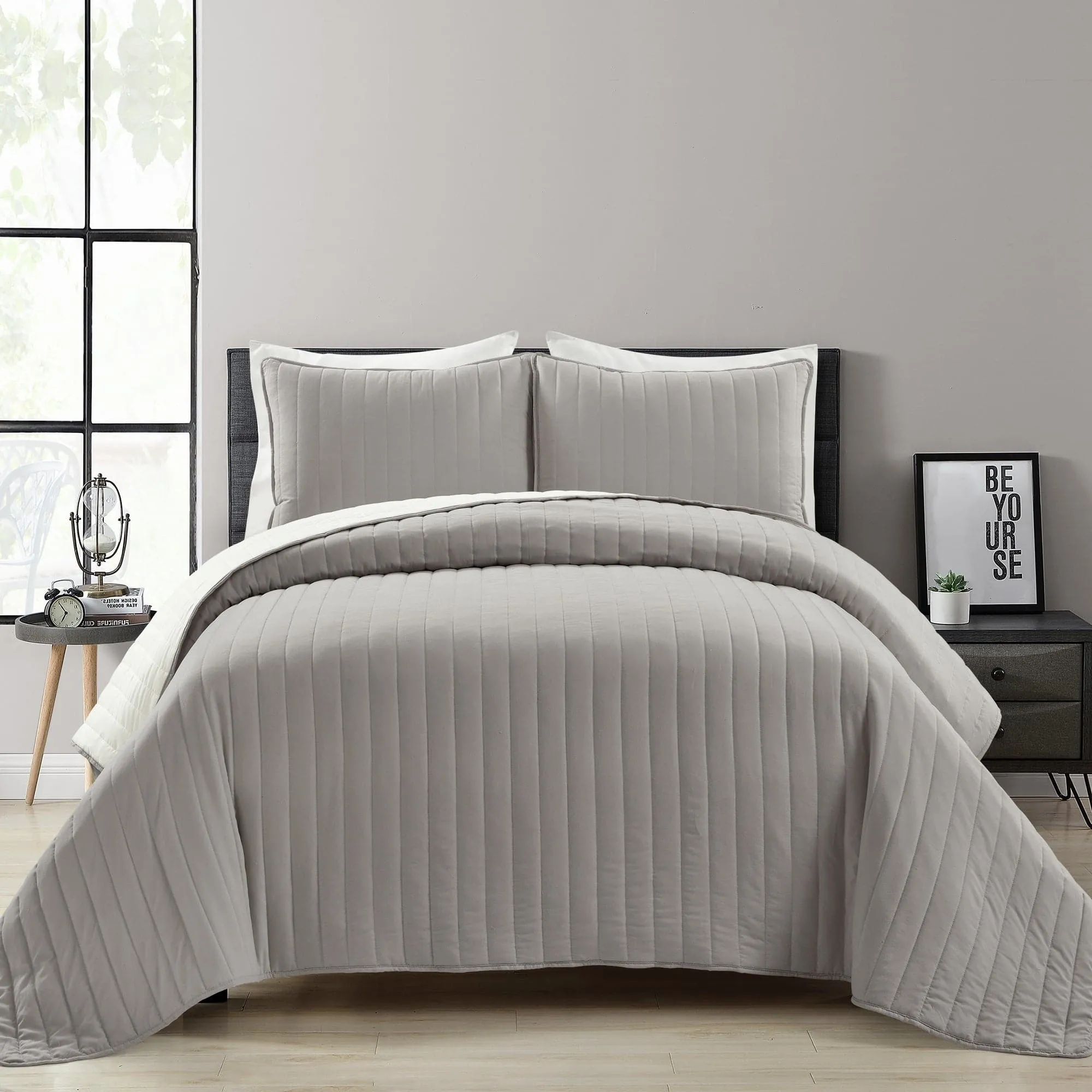 Soft Stripe All Season Quilt/Coverlet Set