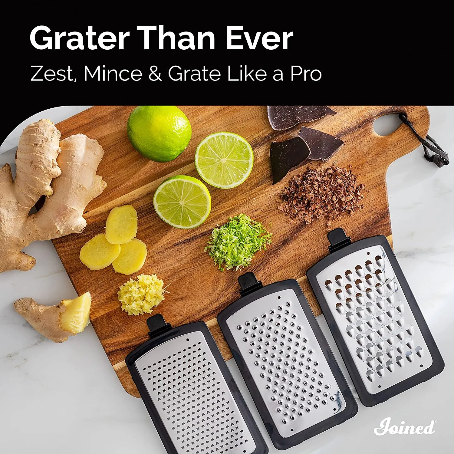 Stainless Steel Cheese Grater, Shredder With Handle, Garlic Mincer Tool and Vegetable Peeler