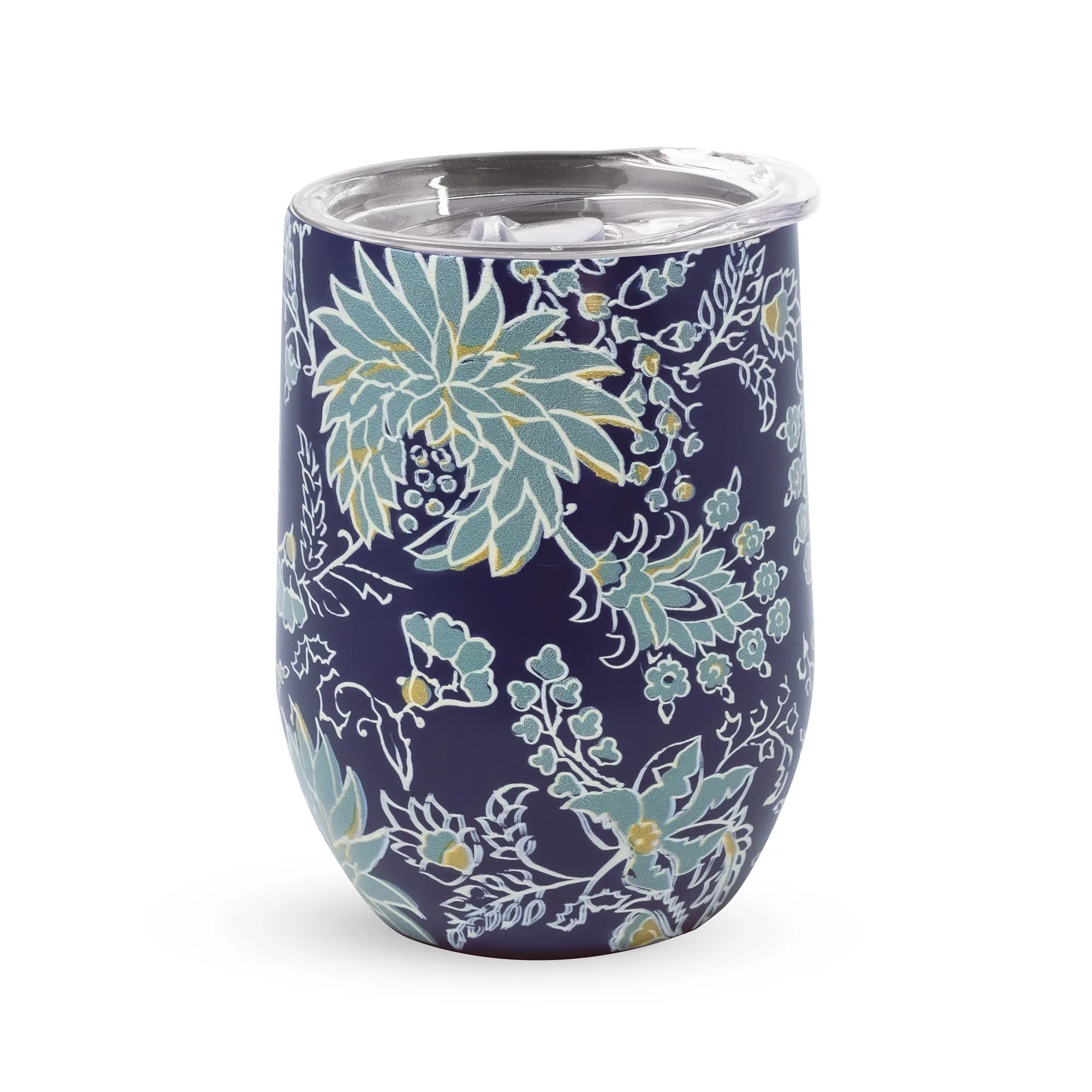 Stainless Steel Wine Tumbler, Gemstone Paisley Aqua