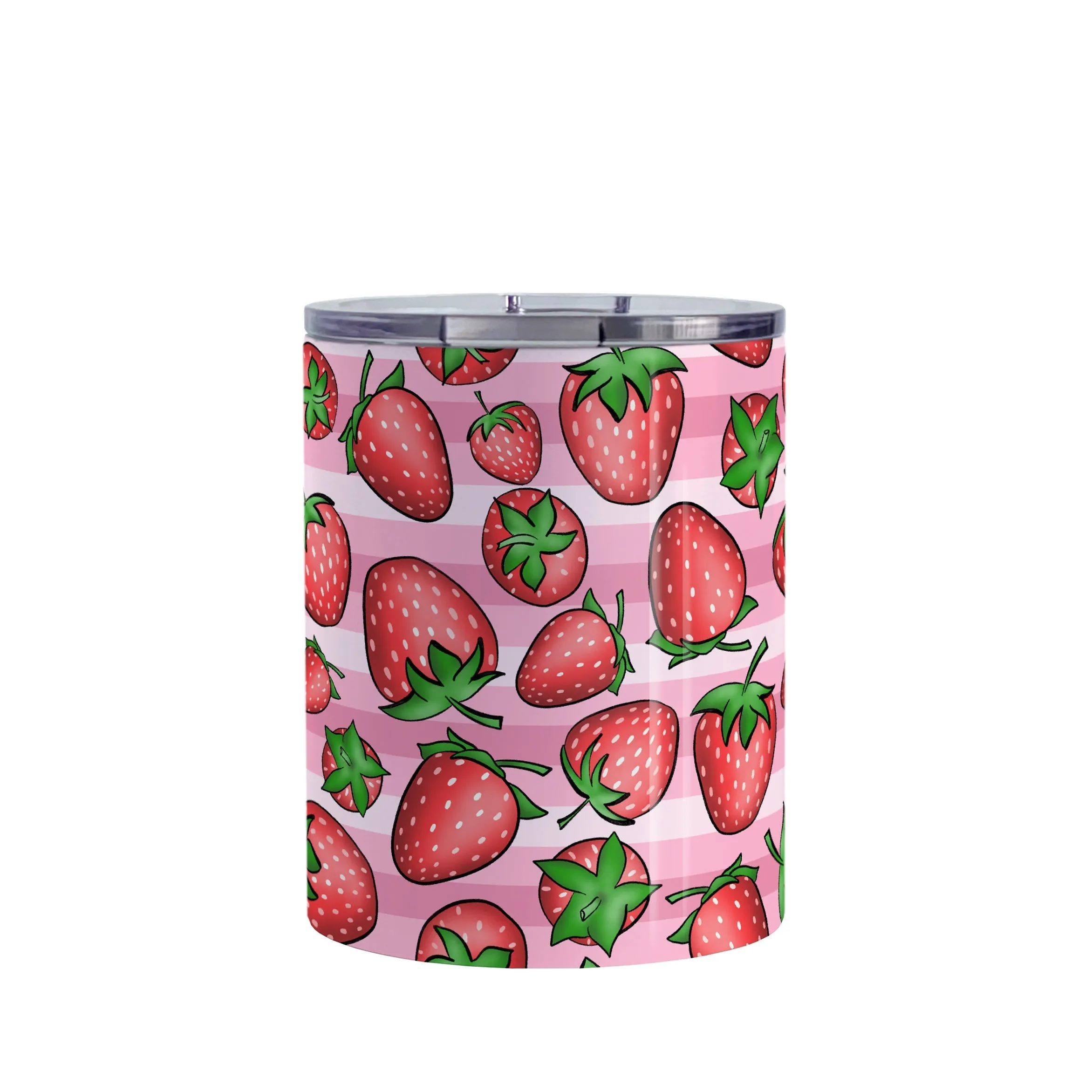 Strawberries on Pink Stripes Tumbler Cup