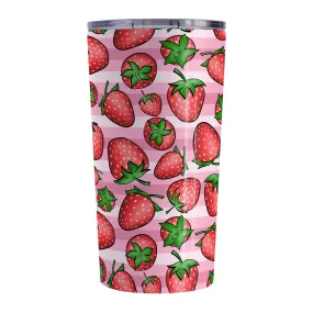 Strawberries on Pink Stripes Tumbler Cup