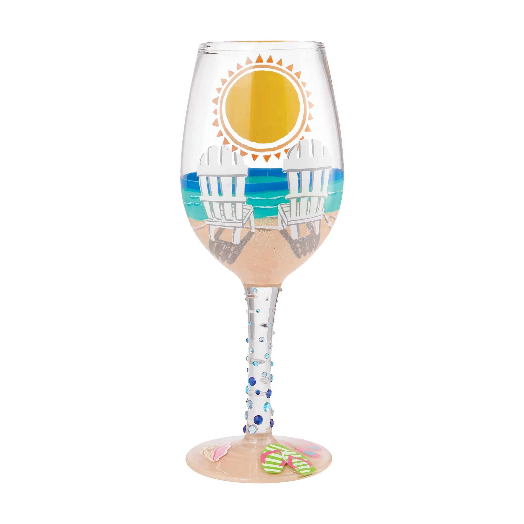 Sun on the Beach Hand-Painted Artisan Wine Glass, 15 oz.