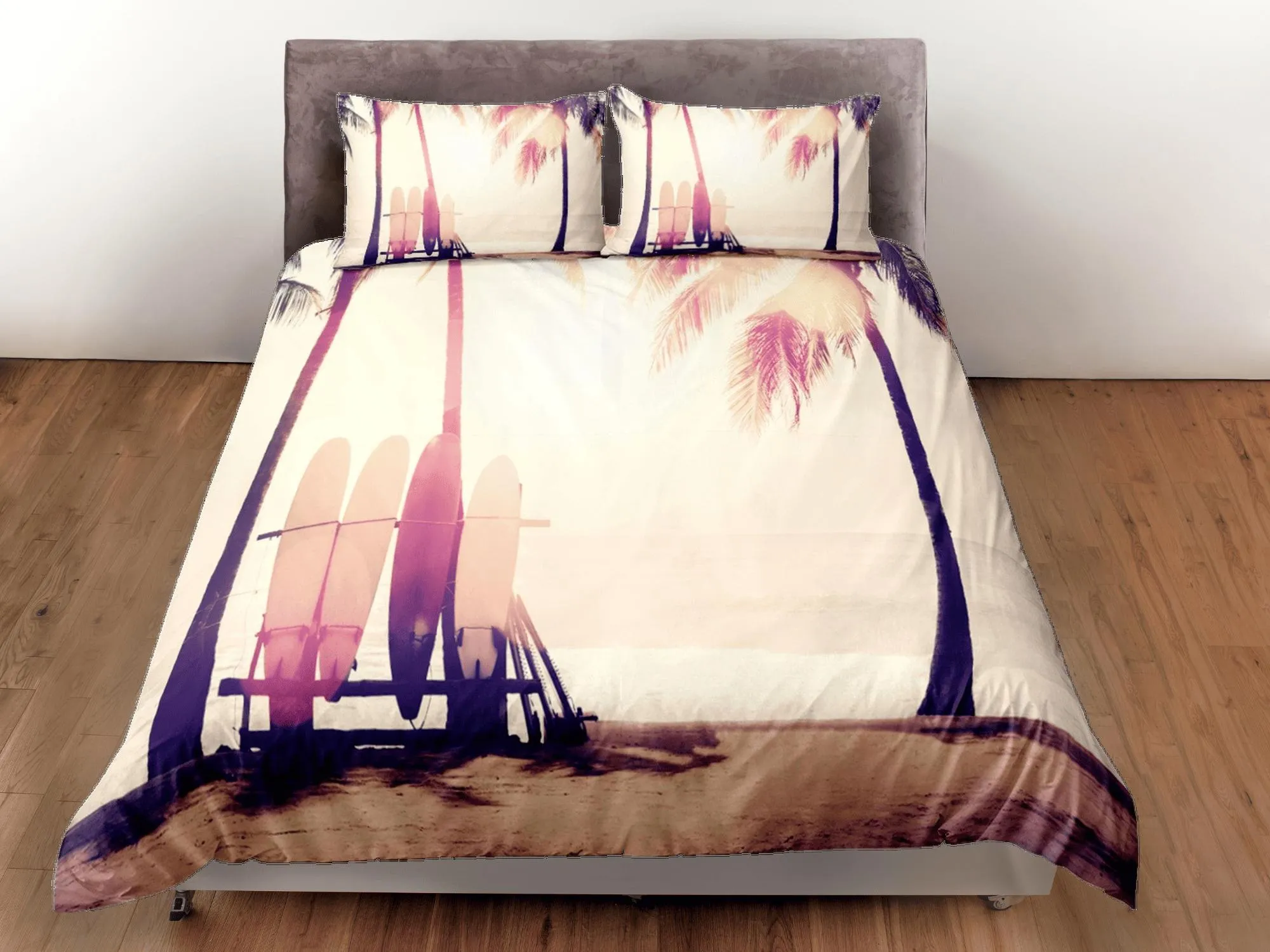 Sunset in seaside coastal grandma duvet cover nautical bedding set full queen king, aesthetic beach room decor, ocean lover gift surfer